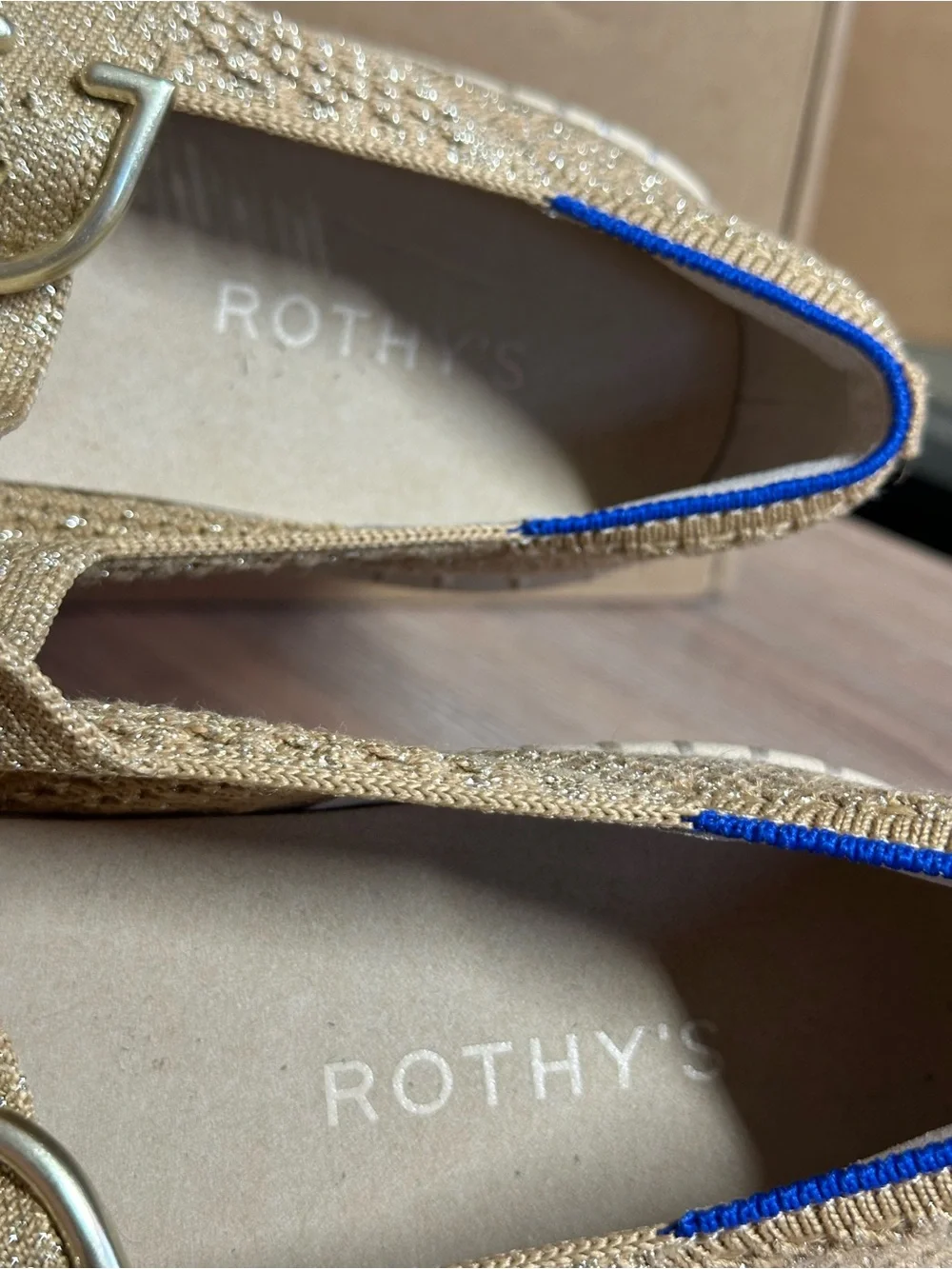 Rothy’s The Espadrille Mary Jane Metallic Golden Sun